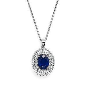 Blue Sapphire and Diamond Pendant Necklace in 14K White Gold, 18 - 100% Exclusive- 1885016
