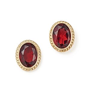 Garnet Oval Bezel Stud Earrings in 14K Yellow Gold - 100% Exclusive- 1852332