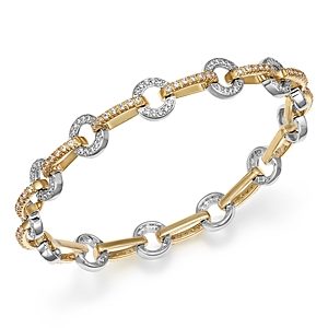 Diamond Circle Link Bracelet in 14K Yellow and White Gold, 1.35 ct. t.w.- 1692446