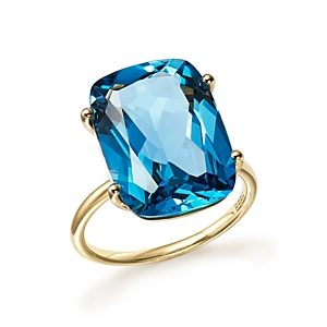 London Blue Topaz Statement Ring in 14K Yellow Gold - 100% Exclusive- 1885437