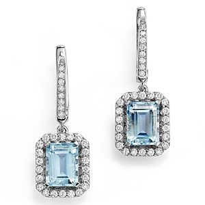 Aquamarine and Diamond Drop Earrings in 14K White Gold - 100% Exclusive- 1062641