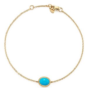 Oval Bezel Set Turquoise Chain Bracelet in 14K Yellow Gold - 100% Exclusive- 2415348