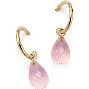 Bloomingdale's Rose Quartz Briolette Hoop Drop Earrings in 14K Yellow Gold - 100% Exclusive- 2415347