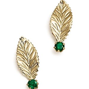 Emerald Leaf Earrings in 14K Yellow Gold - 100% Exclusive- 2415342
