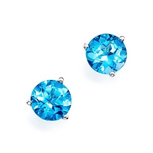 Blue Topaz Stud Earrings in 14K White Gold - 100% Exclusive- 2416576