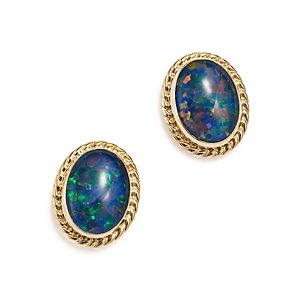 Opal Triplet Bezel Stud Earrings in 14K Yellow Gold - 100% Exclusive- 2509607