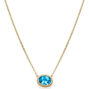 Blue Topaz Bezel Pendant Necklace in 14K Yellow Gold, 18 - 100% Exclusive- 2509610