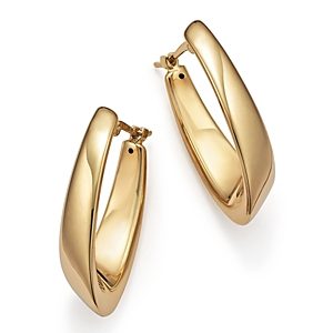 14K Yellow Gold Medium Visor Hoop Earrings - 100% Exclusive- 1391727