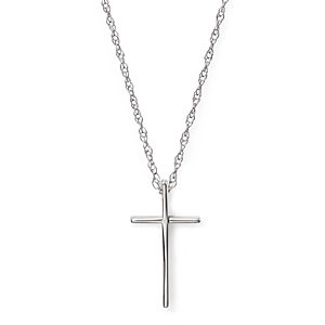 14K White Gold Small Cross Pendant Necklace, 18 - 100% Exclusive- 1391722