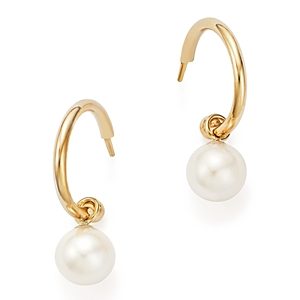 Cultured Freshwater Pearl Huggie Hoop Earrings in 14K Yellow Gold, 6mm - 100% Exclusive- 1057067