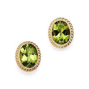 Peridot Oval Bezel Stud Earrings in 14K Yellow Gold - 100% Exclusive- 2509608