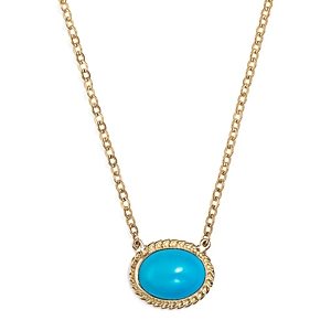 Turquoise Oval Bezel Pendant Necklace in 14K Yellow Gold, 17 - 100% Exclusive- 2509615