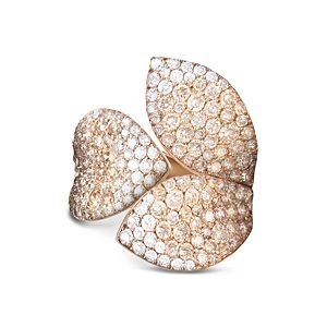 Pasquale Bruni 18K Rose Gold Secret Garden Three Petal Pave Diamond Ring- 2082182