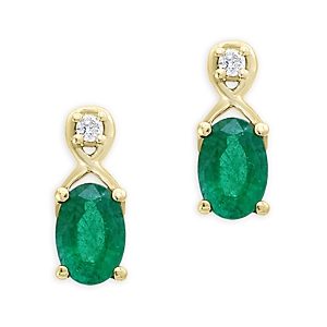 Emerald and Diamond Drop Earrings in 14K Yellow Gold - 100% Exclusive- 2567082