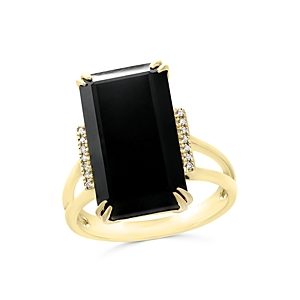 Black Onyx and Diamond Statement Ring in 14K Yellow Gold - 100% Exclusive- 2544121