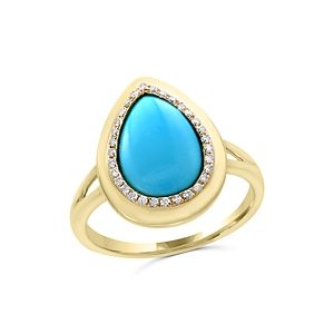 Turquoise and Diamond Ring in 14K Yellow Gold - 100% Exclusive- 2544106