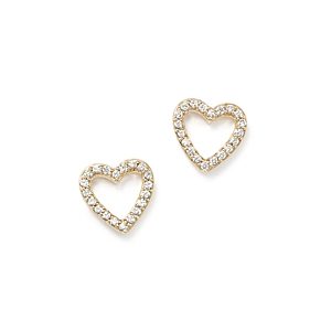 Diamond Heart Stud Earrings in 14K Yellow Gold, .20 ct. t.w.- 100% Exclusive- 2619865