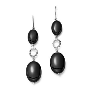 Sterling Silver Double Onyx Drop Earrings - 100% Exclusive- 2647355