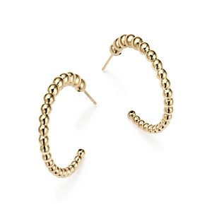 14K Yellow Gold Graduated Bead Hoop Earrings - 100% Exclusive- 2677316