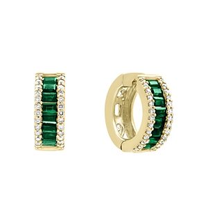 Emerald and Diamond Hoop Earrings in 14K Yellow Gold - 100% Exclusive- 2630762