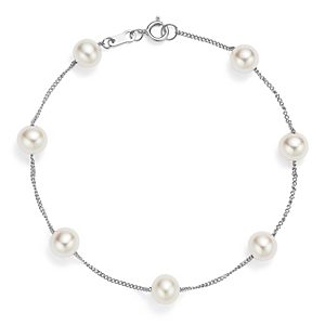 Bloomingdale's Cultured Freshwater Pearl Station Bracelet in 14K White Gold - 100% Exclusive- 2710132
