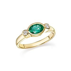 Bloomingdale's Emerald & Diamond Bezel Ring in 14K Yellow Gold - 100% Exclusive- 2688147