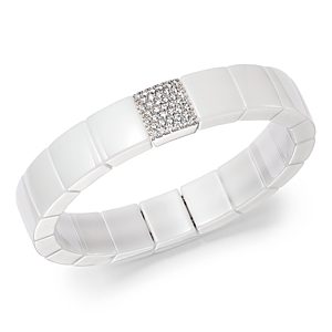 Roberto Demeglio 18K White Gold & White Ceramic Domino Square Stretch Bracelet with Diamonds- 2728390
