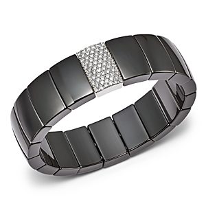 Roberto Demeglio 18K White Gold & Black Ceramic Domino Rectangular Stretch Bracelet with Diamonds- 2728389