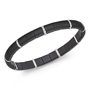Roberto Demeglio 18K White Gold & Matte Black Ceramic Pura Stretch Bracelet with Diamonds- 2728381