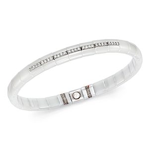 Roberto Demeglio 18K White Gold & White Ceramic Pura Stretch Bracelet with Diamonds- 2728377