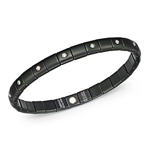 Roberto Demeglio 18K White Gold & Matte Black Ceramic Pura Stretch Bracelet with Alternating Diamond Bezels- 2728375