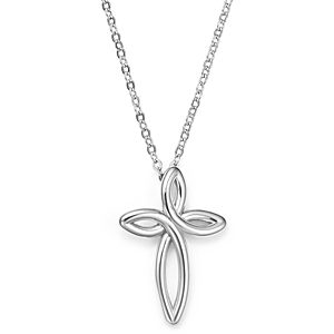 Bloomingdale's Sterling Silver Looped Cross Pendant Necklace, 18 - 100% Exclusive- 2808946