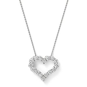 Diamond Heart Pendant Necklace in 14K White Gold, 0.50 ct. t.w. - 100% Exclusive- 678040
