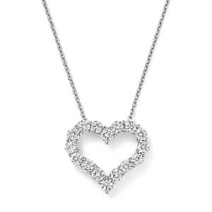 Diamond Heart Pendant Necklace in 14K White Gold, 1.0 ct. t.w. - 100% Exclusive- 1403232