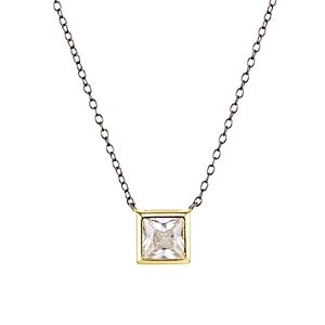 Argento Vivo Square Solitaire Pendant Necklace, 16- 2864656
