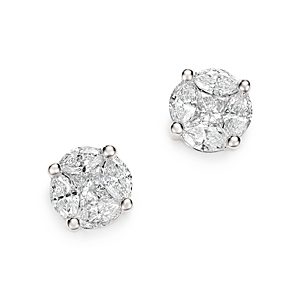 Bloomingdale's Diamond Cluster Stud Earrings in 14K White Gold, 1.0 ct. t.w. - 100% Exclusive- 2543636
