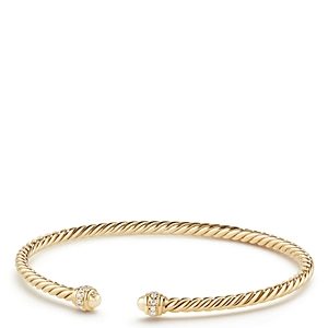 David Yurman Cable Spira Bracelet in 18K Gold with Diamonds, X Small- 3921408