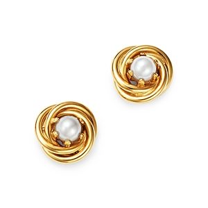 Bloomingdale's Cultured Freshwater Pearl Knot Earrings in 14K Yellow Gold, 3mm - 100% Exclusive- 2905541