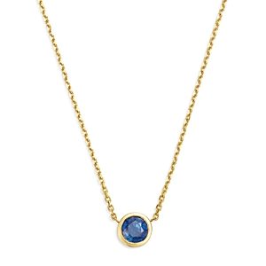 Bloomingdale's Blue Sapphire Bezel Pendant Necklace in 14K Yellow Gold, 16 - 100% Exclusive- 2908112