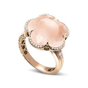 Pasquale Bruni 18K Rose Gold Bon Ton Floral Rose Quartz & Diamond Ring- 2679085