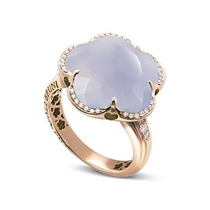 Pasquale Bruni 18K Rose Gold Bon Ton Floral Blue Chalcedony & Diamond Ring- 2679083