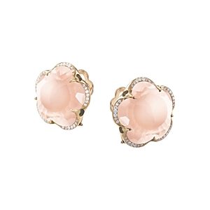 Pasquale Bruni 18K Rose Gold Bon Ton Rose Quartz & Diamond Floral Earrings- 2679088