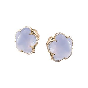 Pasquale Bruni 18K Rose Gold Bon Ton Blue Chalcedony & Diamond Floral Earrings- 2679081