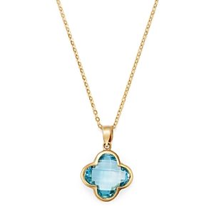 Bloomingdale's Blue Topaz Clover Pendant Necklace in 14K Yellow Gold, 18 - 100% Exclusive- 2907261