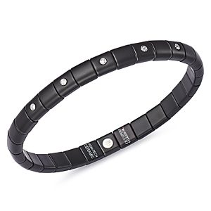 Roberto Demeglio 18K White Gold & Black Ceramic Pura Stretch Bracelet with Alternating Diamond Bezels- 2896605