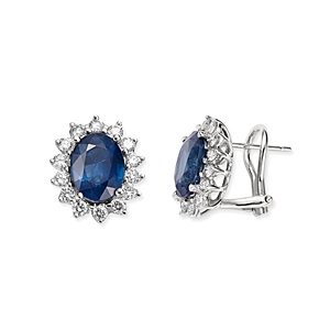 Bloomingdale's Blue Sapphire & Diamond Stud Earrings in 14K White Gold - 100% Exclusive- 2688138