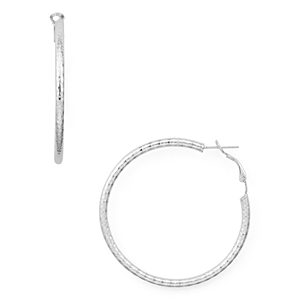 Aqua Dimpled Sterling Silver Medium Hoop Earrings - 100% Exclusive- 2979291