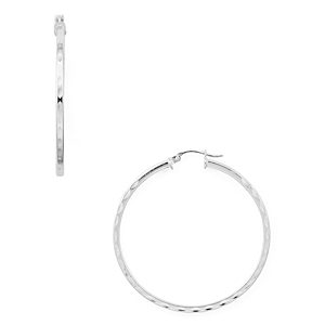 Aqua Dimpled Sterling Silver Hoop Earrings - 100% Exclusive- 2979294