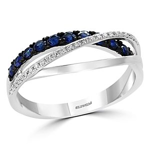 Bloomingdale's Blue Sapphire & Diamond Crossover Ring in 14K White Gold- 100% Exclusive- 2982999