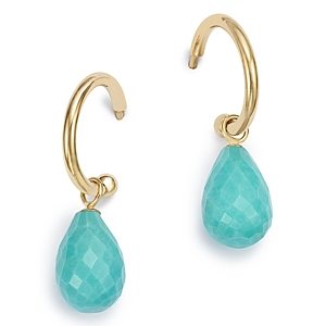 Bloomingdale's Turquoise Briolette Hoop Drop Earrings in 14K Yellow Gold - 100% Exclusive- 3000738